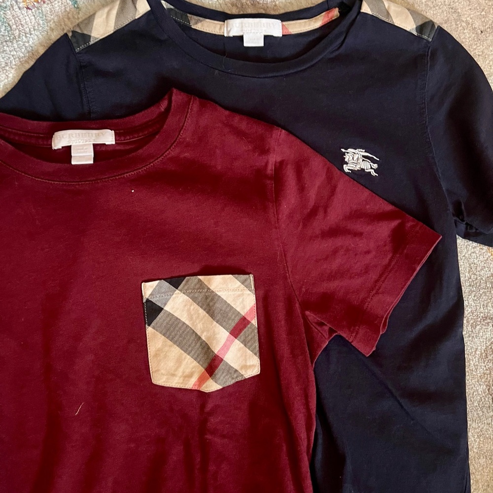 Burberry Red and Blue Short Sleeve Tees